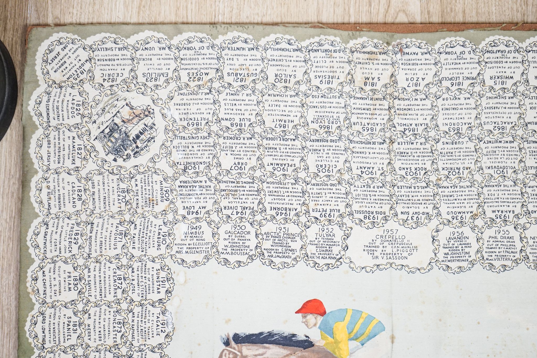 A winners of the Derby silk scarf 1958 85cm square